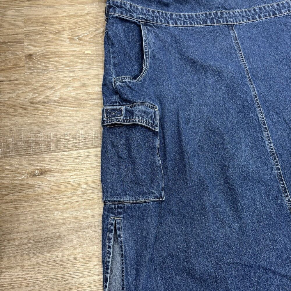 Denim Cargo Dress Womens Size 2X Y2K 00s Midi J.L.N.Y. Vintage Side Slits Maxi - Picture 2 of 10